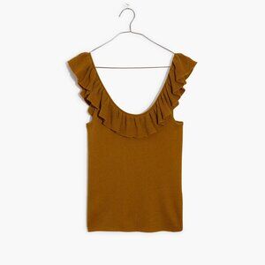 Madewell Wakeford Ruffle Sweater Tank in Bronzed Lichen